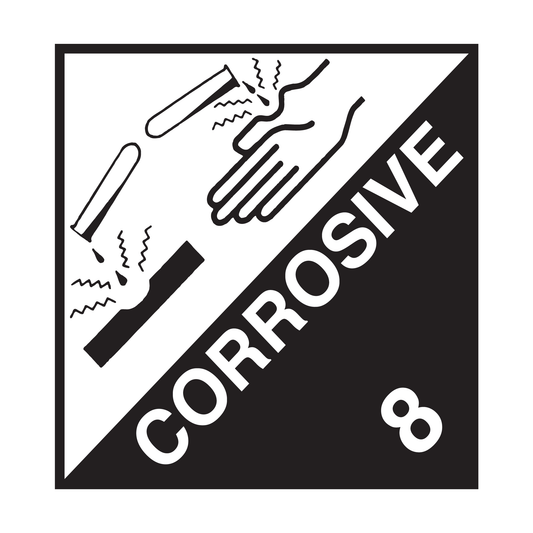 Corrosive 8 250mm (polyprop perm) 50 Labels Per Roll