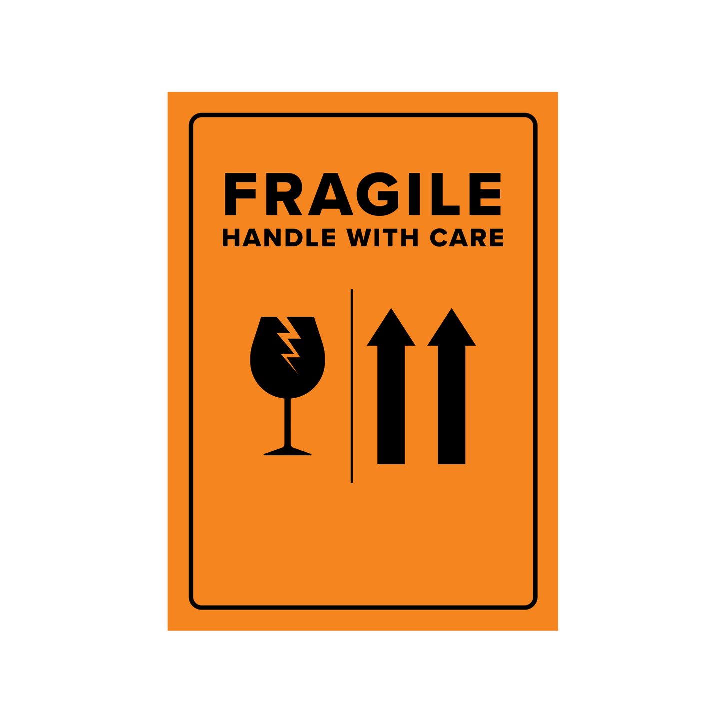 Fragile handle with care glass and arrows