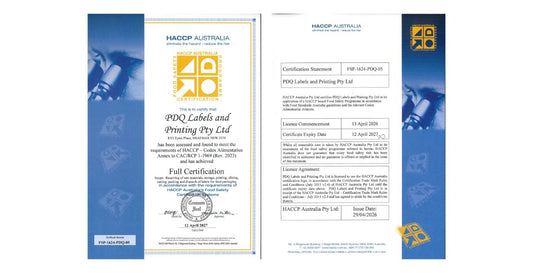 PDQ Labels Achieves HACCP Australia Full Certification