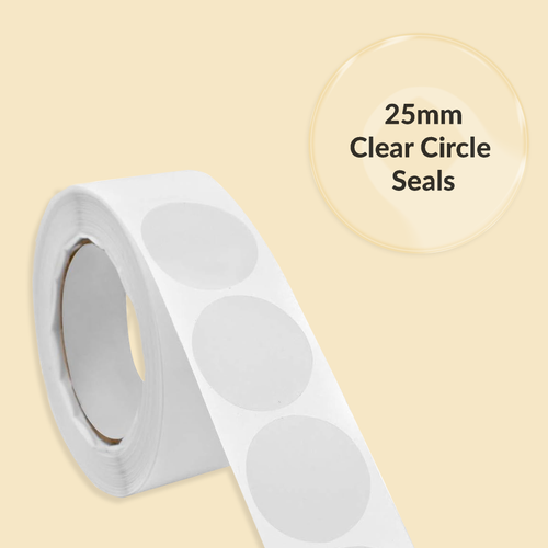 25mm Clear Circle Seals 1000 labels per roll for warehouse and shipping use – PDQ Labels Australia