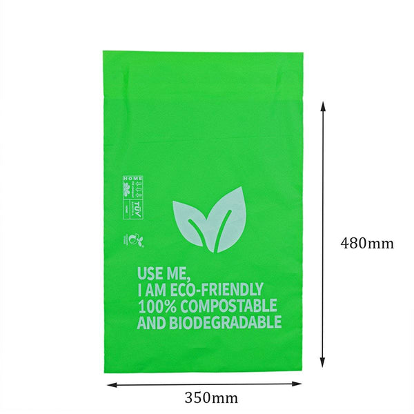 GREEN 100% Compostable Courier Bag / Satchel 04 350mm x 480mm - Price per 100 Bags