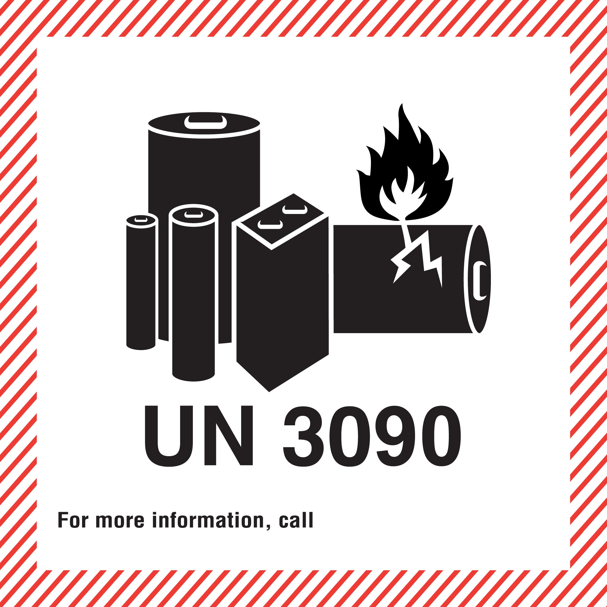 Battery Caution Label UN 3090 (110mm x 120mm) for warehouse and shipping use – PDQ Labels Australia