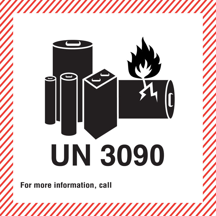 Battery Caution Label UN 3090 (110mm x 120mm) for warehouse and shipping use – PDQ Labels Australia