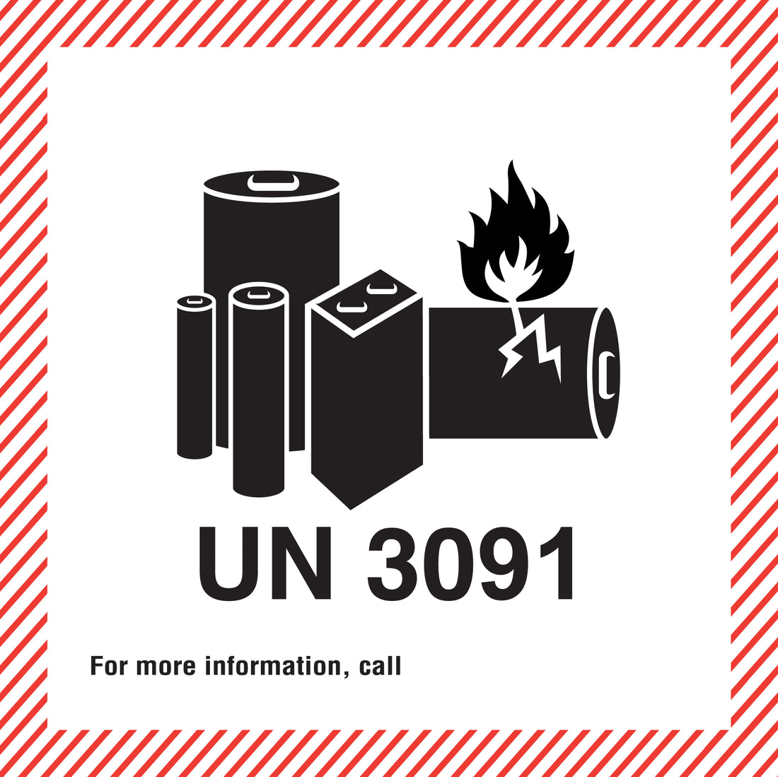 Battery Caution Label UN 3091 (110mm x 120mm)