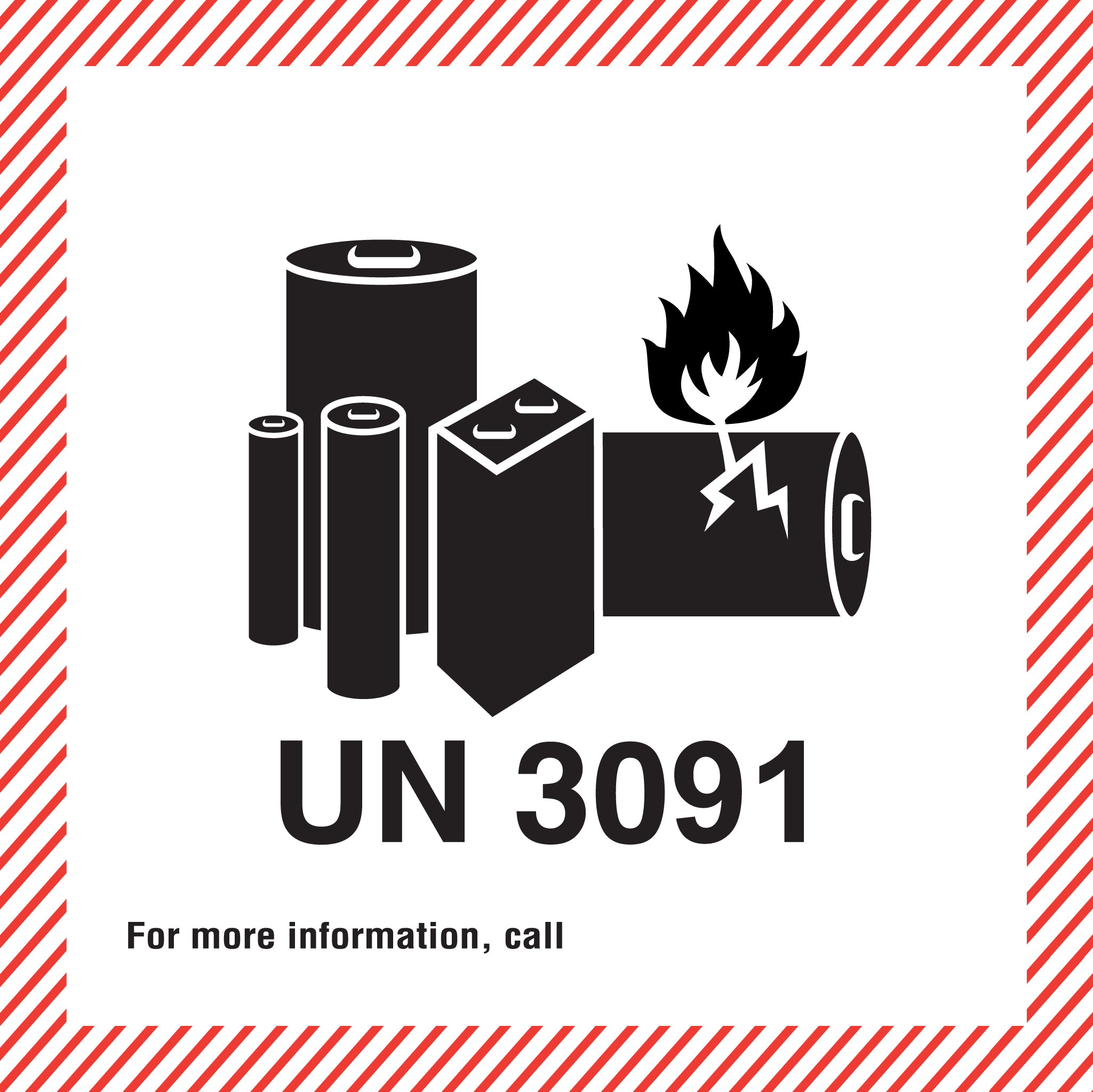 Battery Caution Label UN 3091 (110mm x 120mm) for warehouse and shipping use – PDQ Labels Australia