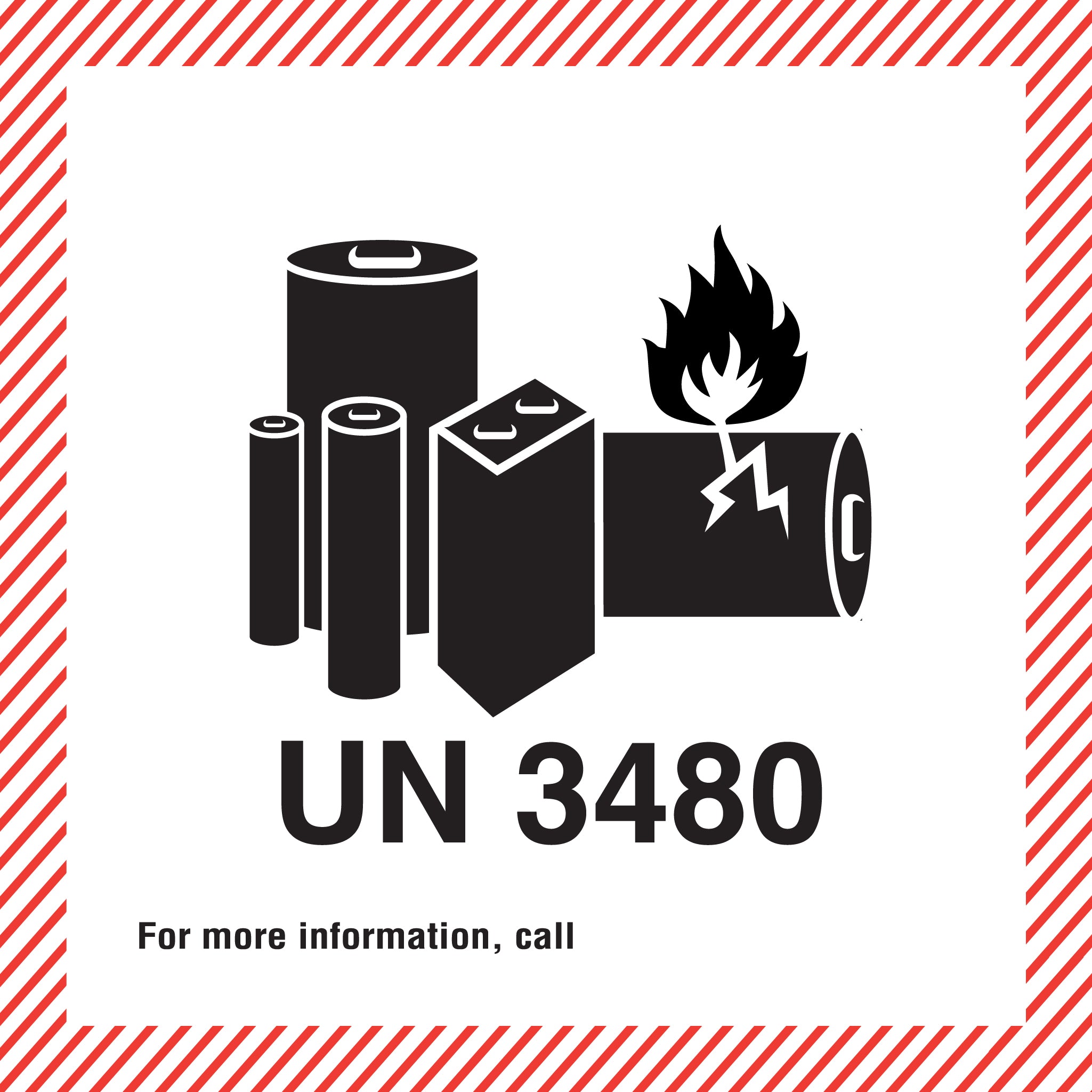 Battery Caution Label UN 3480 (110mm x 120mm) for warehouse and shipping use – PDQ Labels Australia