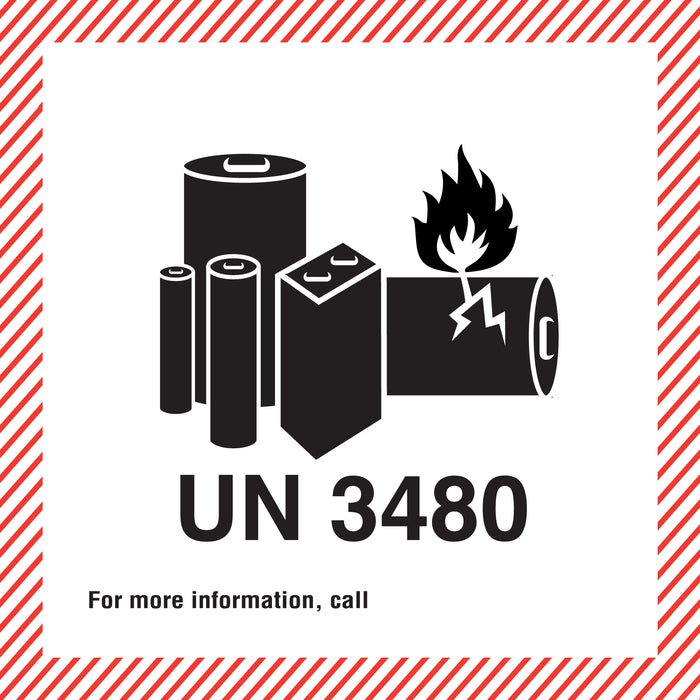 Battery Caution Label UN 3480 (110mm x 120mm) for warehouse and shipping use – PDQ Labels Australia