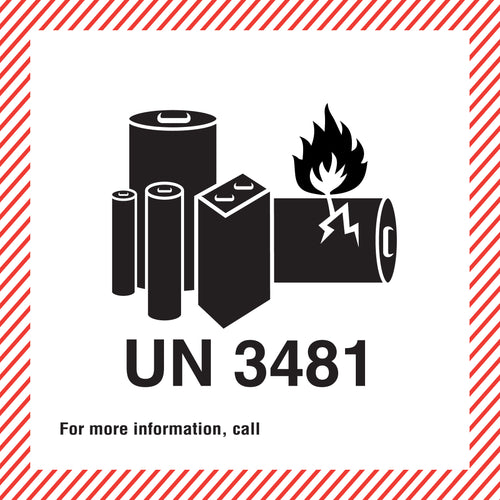 Battery Caution Label UN 3481 (110mm x 120mm) for warehouse and shipping use – PDQ Labels Australia