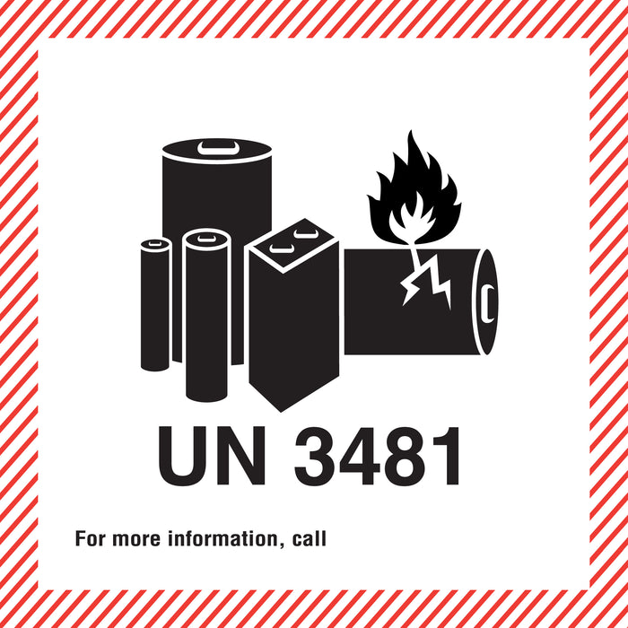 Battery Caution Label UN 3481 (110mm x 120mm) for warehouse and shipping use – PDQ Labels Australia