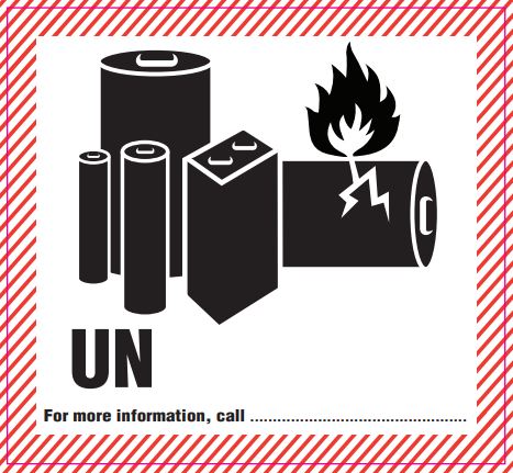 Battery Caution Label UN Blank (110mm x 120mm) for warehouse and shipping use – PDQ Labels Australia