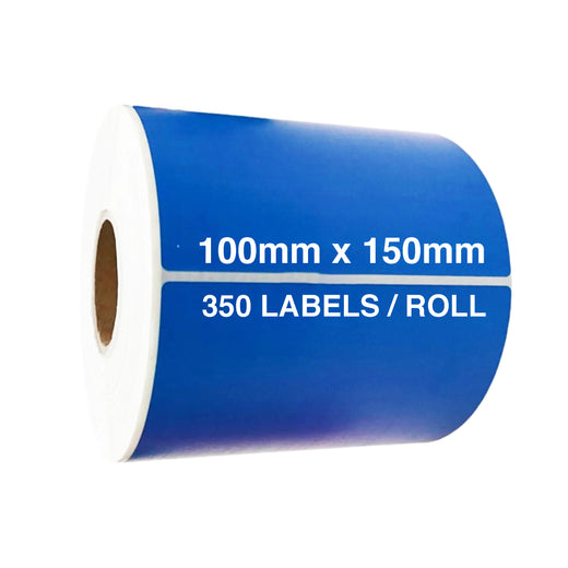 Blue Direct Thermal Labels 100x150mm 350/Roll Permanent Adhesive