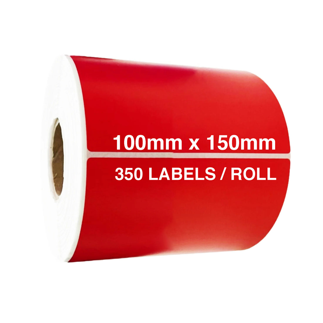 Red Direct Thermal Labels 100x150mm 350/Roll Permanent Adhesive
